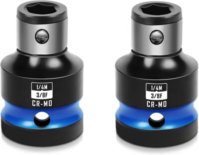 2PCS Impact Bit Holders 3/8 Inch Square Drive to 1/4 Inch Hex Socket Adapter for