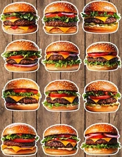 Juicy Cheeseburger Die Cut Vinyl Stickers Set Scrapbooking Laptop Waterbottle