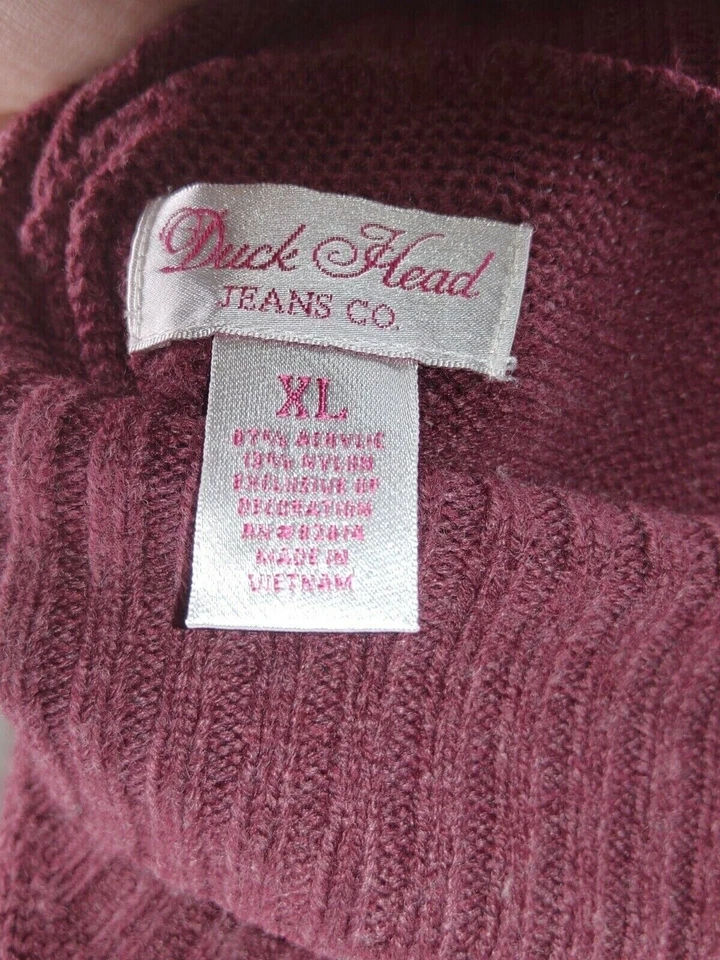 Vestido suéter manga globo cuello alto púrpura Duck Head para mujer talla XL Foto 3 de 4