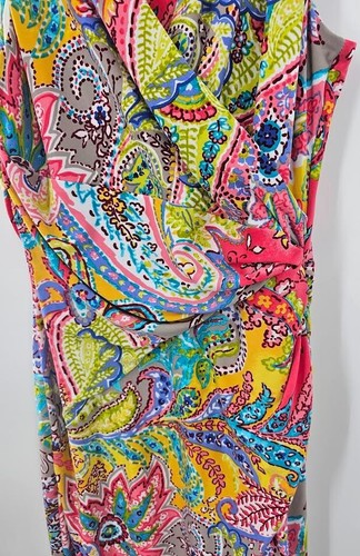 Lauren Ralph Lauren Dress Womens 4 Multicolor Paisley Floral Sheath Surplice - Picture 8 of 10