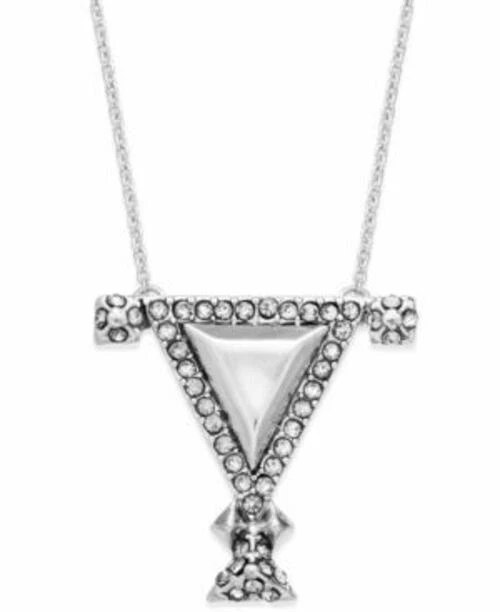 House of Harlow 302063 银色水晶三角吊坠项链 — 第 3/3 张图片