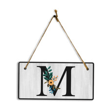 M Flower Decor 5x10 Hanging Wall or Door Sign  Alphabet Letter Room Decoration