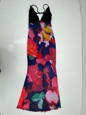 Shein Black Lace Multicolor Floral Print Tank Dress Womens Size Large