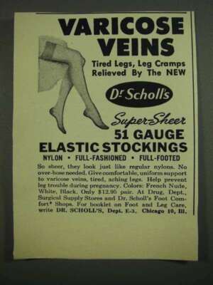 1958 Dr. Scholl's Super-Sheer Elastic Stockings Ad