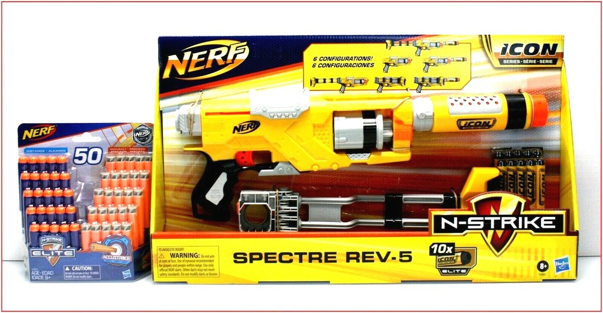 LOT 2- NERF N-Strike Icon Series SPECTRE REV-5 Blaster 60 DARTS 6