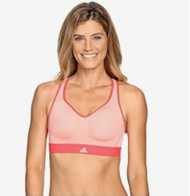 adidas Supernova X Criss-Cross Racer Bra 3 Sport Padded Stretchy Peach Pink Sz L