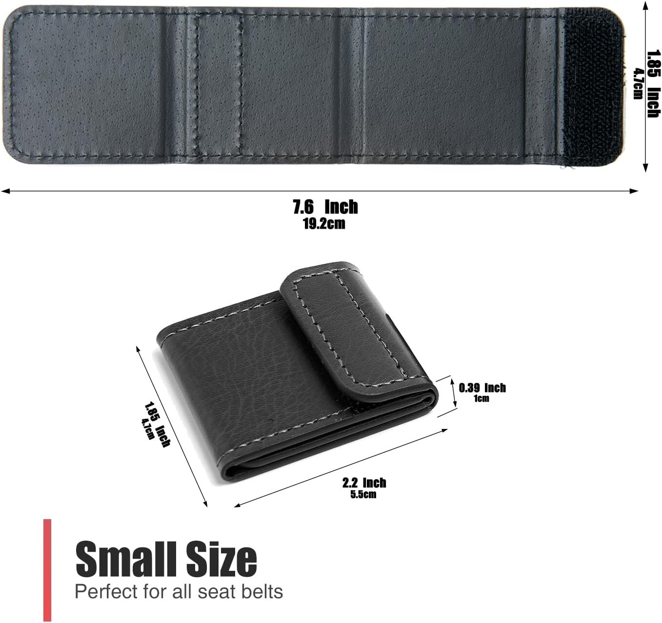 Auto Seat Belt Adjuster with Locking Clip & Soft Leather Protector - 2 Pack