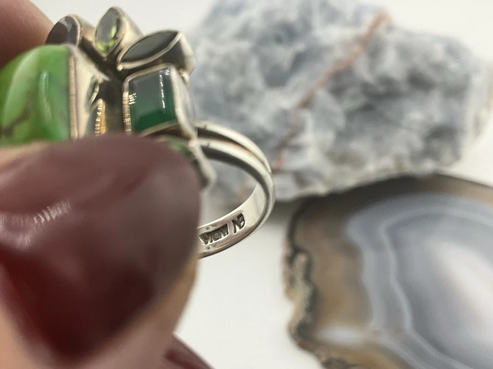 NEW NICKY BUTLER / TURQUOISE Multi GEMSTONES STERLING SILVER RING 9 - Image 2 of 4