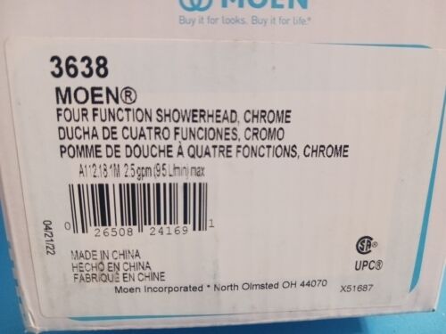 Moen 3638 Showerhead Chrome Finish 2.5 GPM @ 80 PSI 4.38" Dia - 4 Function - New - Picture 2 of 7