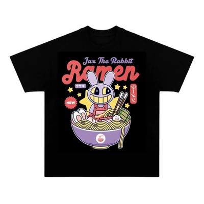 Jax The Rabbit Ramen Graphic Tee, Fun Anime-Inspired Design