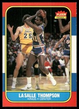 CLEAN EX+ LASALLE THOMPSON 1986 FLEER #110 UNCREASED OFF-CENTER NBA *TPHLC-4829