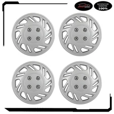 Set of 4 14" Wheel Hub Caps Silver Snap On For R14 Tire & Rim Wheel Covers Kit