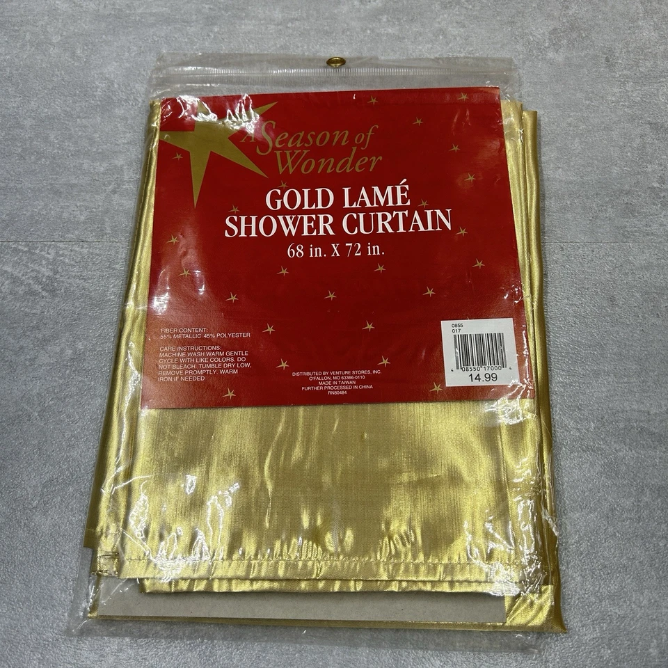 Season of Wonder Gold Lamé Vintage 68 x 72 Bathroom Shower Curtain Venture Store - Image 3 of 4