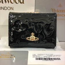 Vivienne Westwood Tri fold Wallet Black Enamel Orb 9cmx11cmx3cm 913VW110 in Box