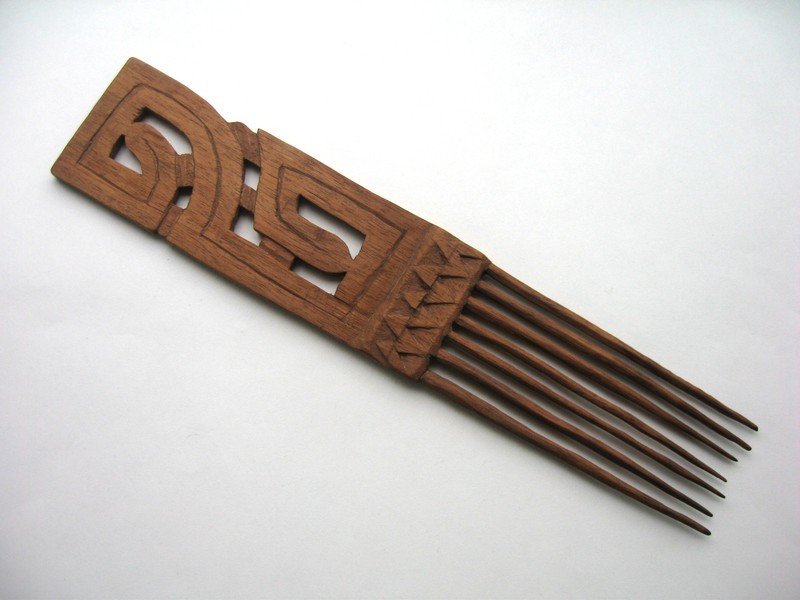 Old Antique Vintage 10"+ African American Maroon Carved Wooden Wood Hair Comb