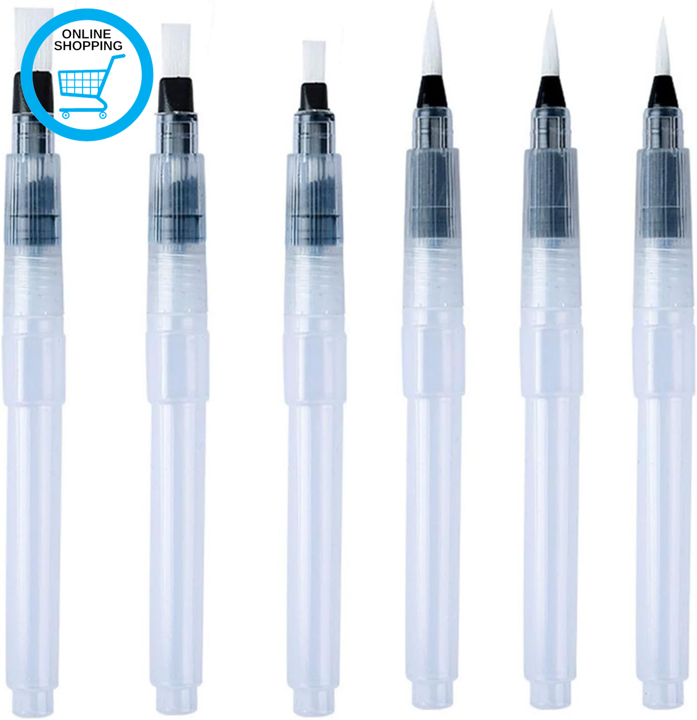 Refillable Watercolour Brush Pens Set: 6 Pcs Water Paint Brush with Refillable R