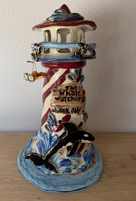 Blue Sky Clayworks The Whale Watchers Look Out Candle Lighthouse By H. Goldminc