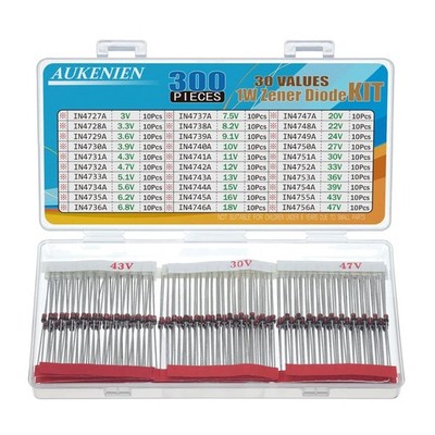 Zener Diode Set 30 Stück 1W Sortiment Kit 3V bis 47V Elektronikzubehör