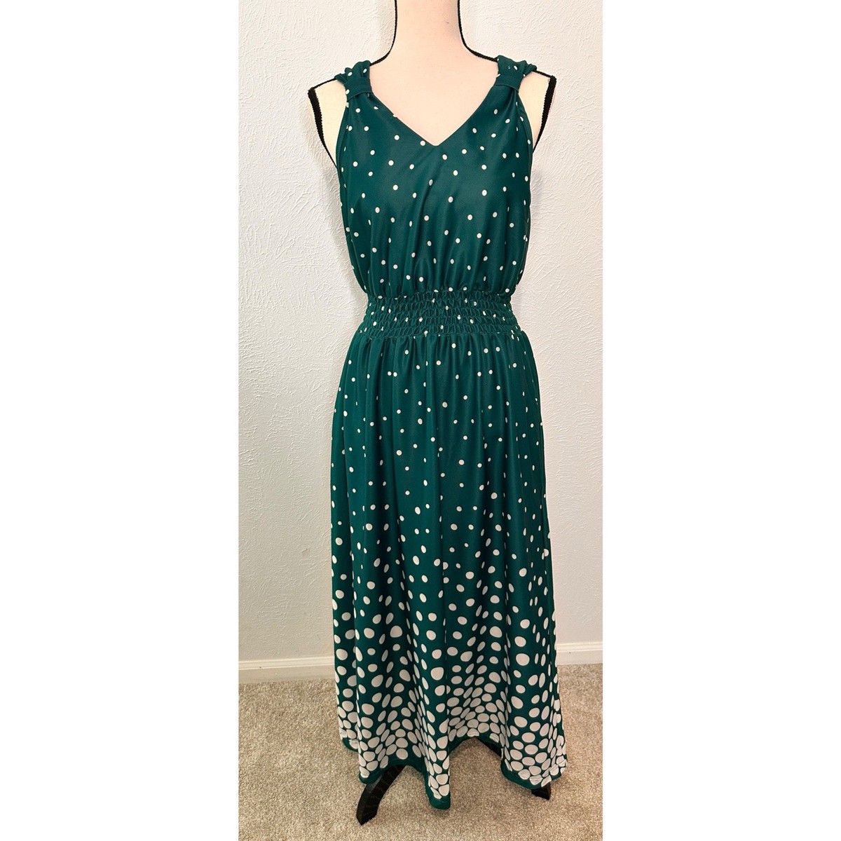 green emerald velvet dress Polka-Dot Flare Dress main image 1