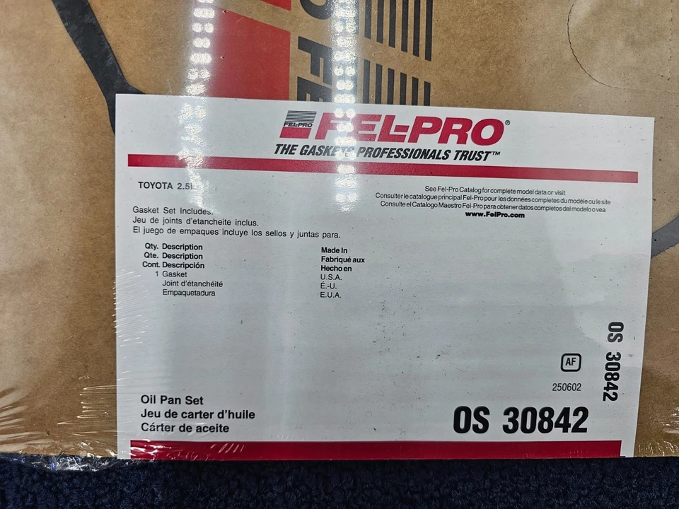 (CANTIDAD 2) Junta de cárter de aceite Fel-Pro OS 30842 para Lexus NX300h Toyota Highlander Foto 2 de 4