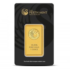 The Perth Mint 1 oz Gold Bullion Bar 0.9999% 4500.00 per troy oz