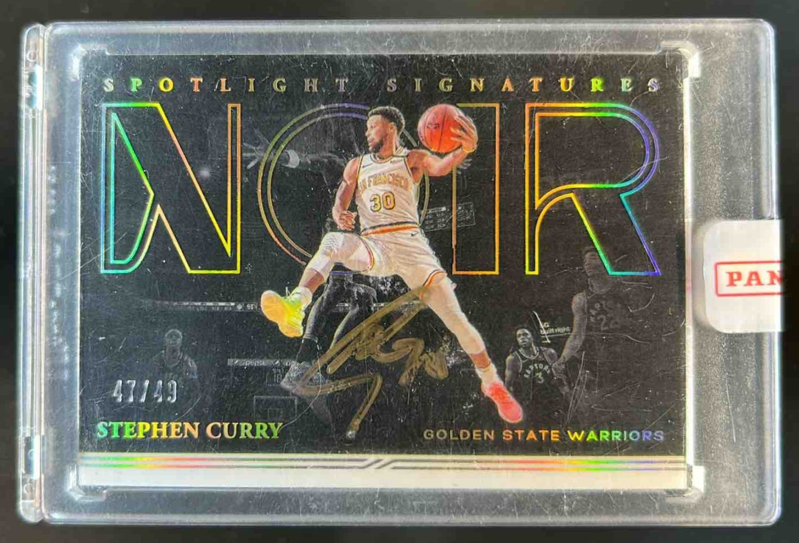 2020-21 Panini Noir Stephen Curry Spotlight Signatures Horizontal Auto #47/49