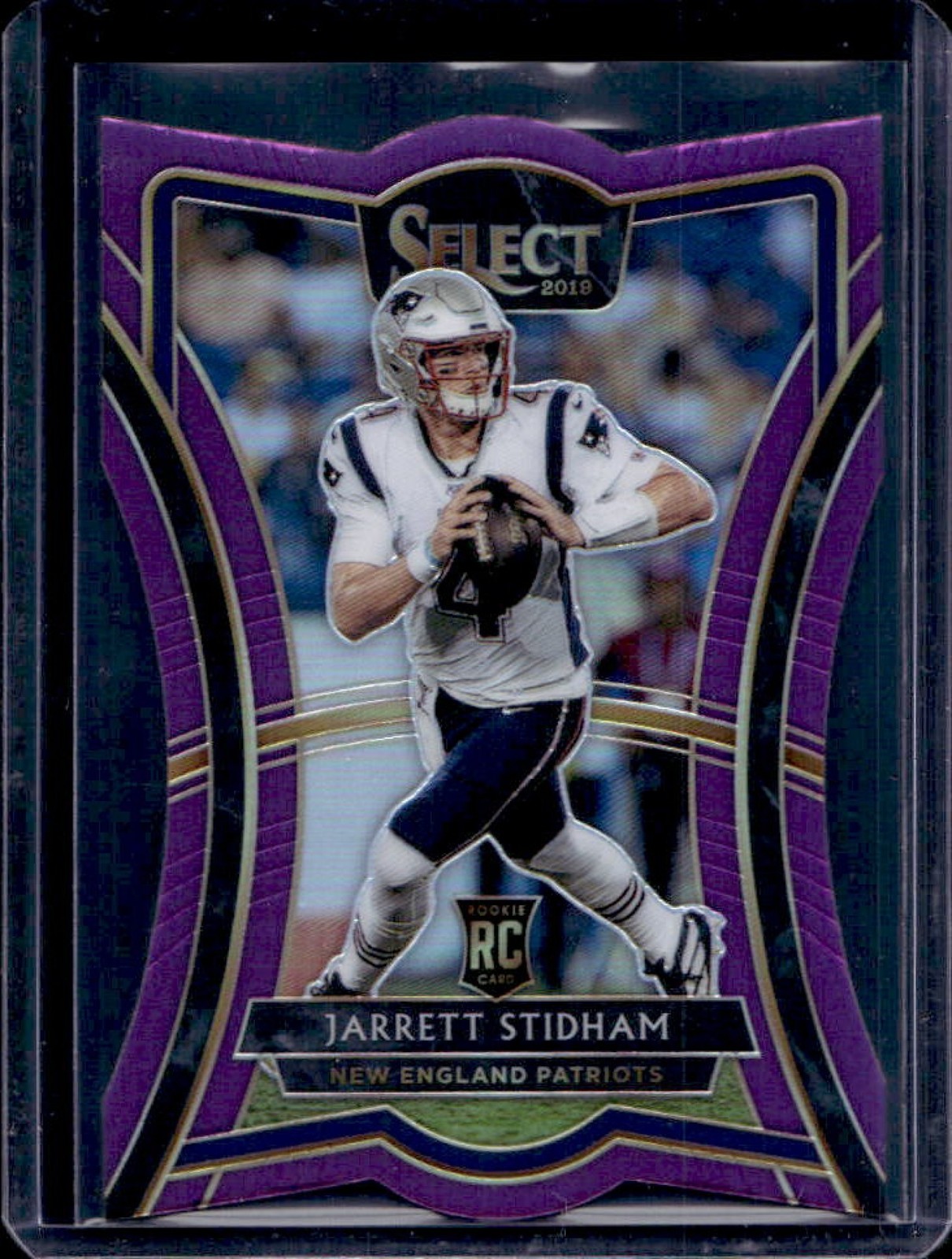 2019 Select Jarrett Stidham RC Purple Prizm Die Cut Premier Level #6/75 Patriots