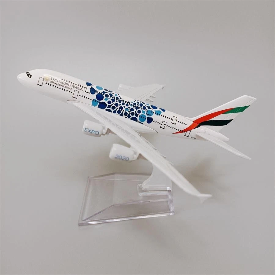 1:400 Diecast in Lega Aereomodello 16cm Emirates Airbus A380 EXPO 2020 Dubai UAE - Immagine 2 di 4
