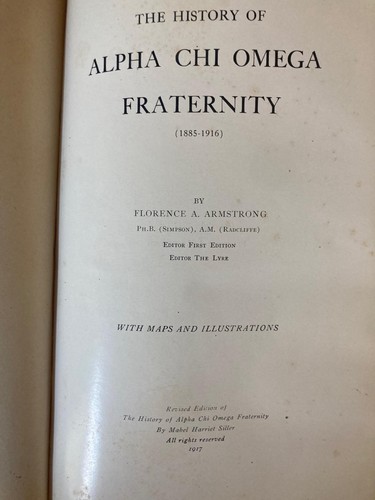 1917 HISTORY ALPHA CHI OMEGA FRATERNITY WOMEN'S SORORITY COLLEGE UNIVERSITY - Picture 2 of 3