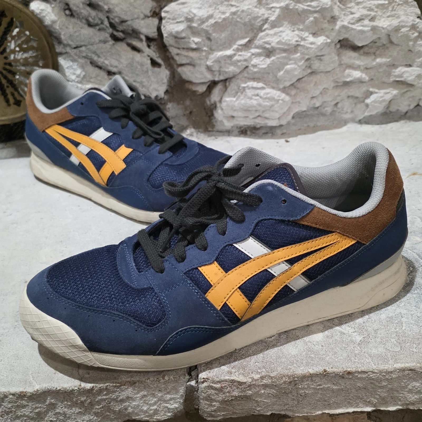 Onitsuka Tiger Horizonia 1183A206 Blue Yellow Size 13 Men Used Sneakers