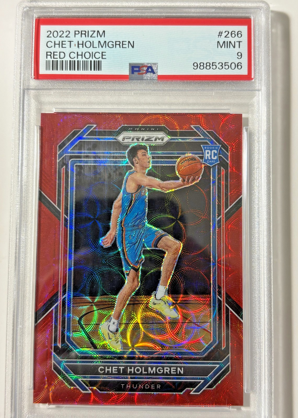 Chet Holmgren 2022-23 Panini Prizm Prizms Choice Red #266 OKC! 25/88 (RC) PSA 9