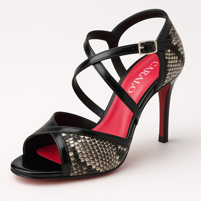 Damen-High-Heels Schuhe Damen schwarz Pumps Party Sandalen offene Zehenpartie Riemchenabsätze