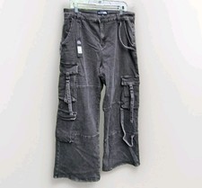 Pantalones cargo Nova de moda nuevos con etiquetas pierna ancha negros denim 34W x 30L talla 1X
