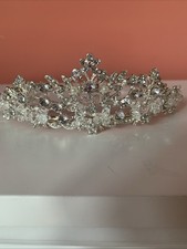 SWEET V Rhinestone Tiara Wedding/ Pageant /Formals Tiara With Headband- Silver