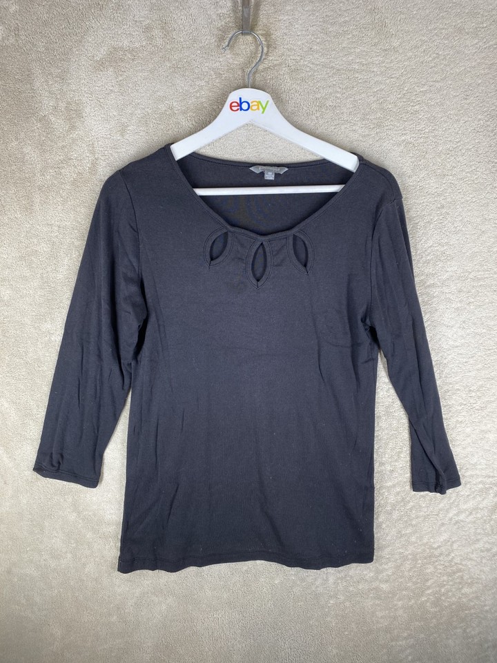 suzannegrae Casual T-Shirts Tee Top Size M Womens Black Long Sleeve