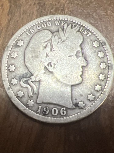 1906 Barber Silver Quarter Nice G+ Good U.S. 25c Type Coin (13)
