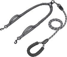 Double Dog Leash with Two Extra Traffic Handles, 360 Swivel No