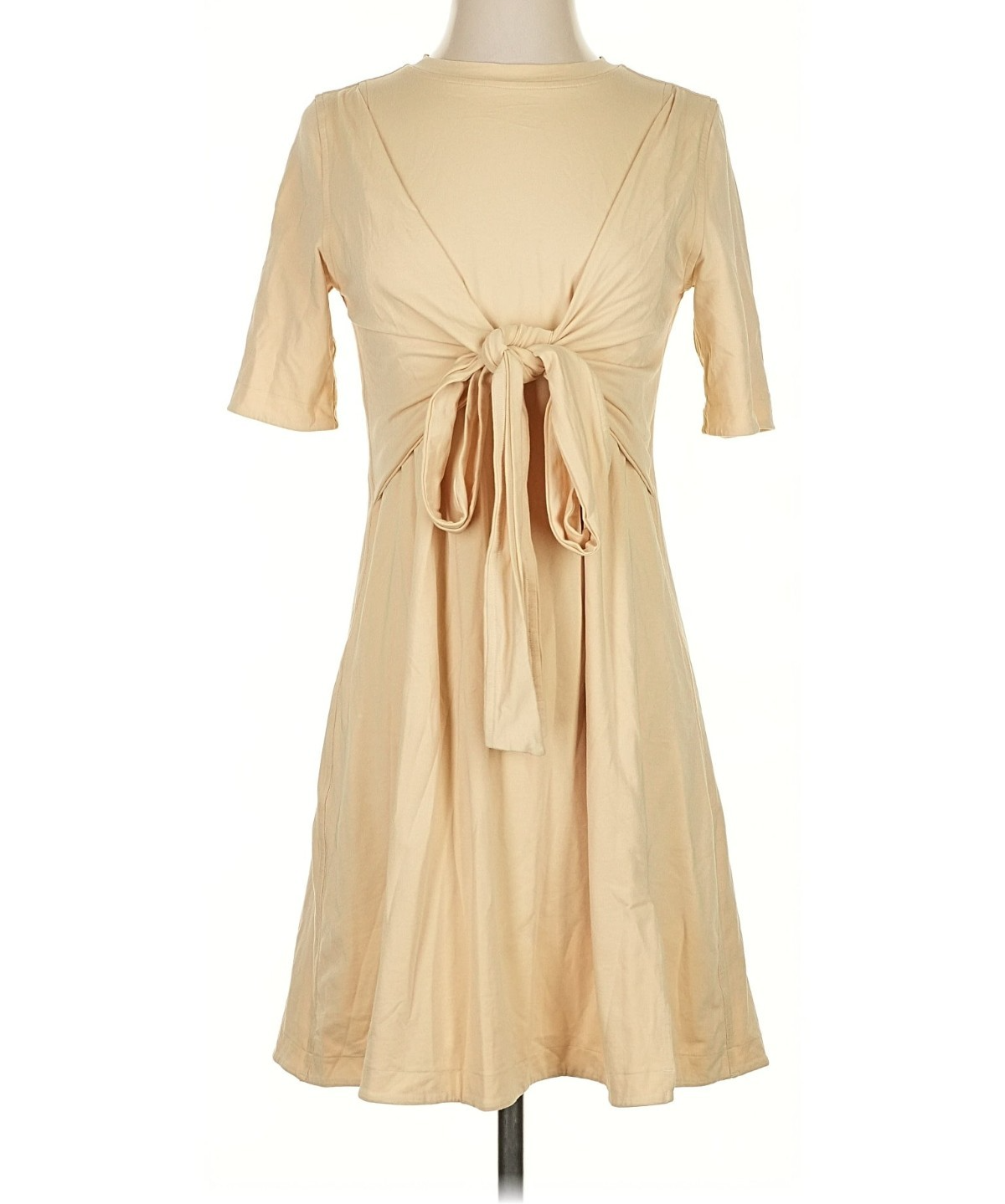 Lululemon Dress Womens 4 Beige yellow Wrap Front T-Shirt dress Cotton Casual