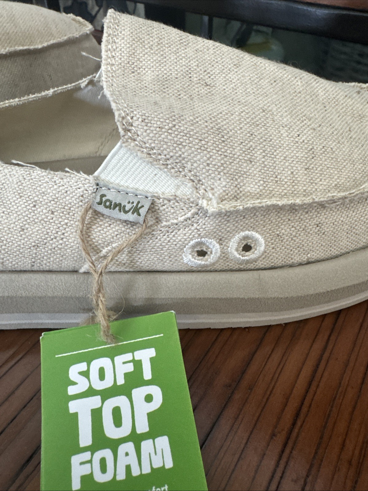 SAOLA Mocassini Sanuk Donna St Soft Top Canapa Donna Taglia 6 Suola Ortopedica 1” Sabbia Nuovi