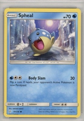 Pokémon Spheal 50/236 Sun & Moon Cosmic Eclipse (Free Shipping)