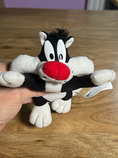 Vintage 1997 Looney Tunes Sylvester Cat Splat Flattened Plush 6" Play-By-Play