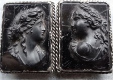 Antique Solid Silver Double Buckle with Classical Cameo Portraits