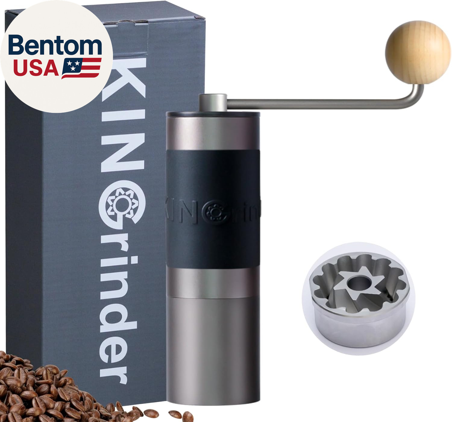 【Iron Gray】 K2 Manual Hand Coffee Grinder with Straight 