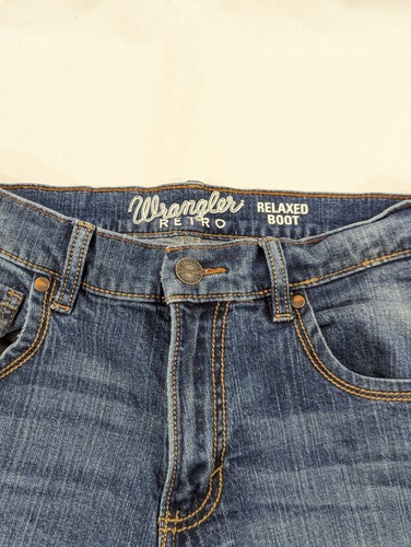 Wrangler Jeans 30x34 (30x36 Tag) Blue Denim Pants Retro Relaxed Boot Western - Picture 3 of 9