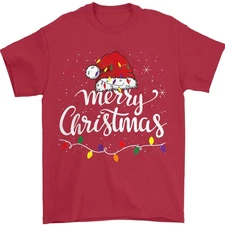 Merry Christmas Lights Red Santa Hat Xmas Family Unisex T-Shirt