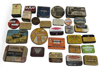Vintage vergangene Dosen u.a. Walkeasy Salbe, OXO etc Konvolut