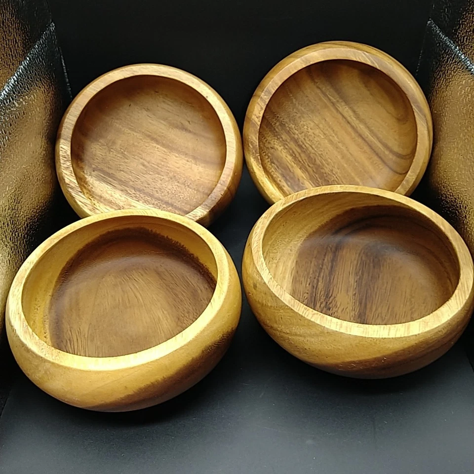 Caja y barril de madera ensaladeras Phoenix 547-530 retirado 6" redondo lote de 4 de colección Foto 4 de 4