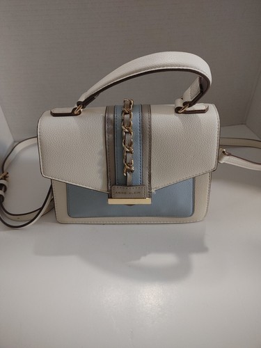 Anne Klein weiß & blau wandelbare Mini Umhängetasche mit C.C. Halter P2