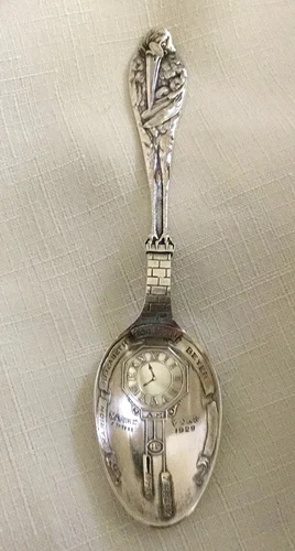 Antique Reed and Barton Sterling Silver Birth Record Spoon with Stork 1929