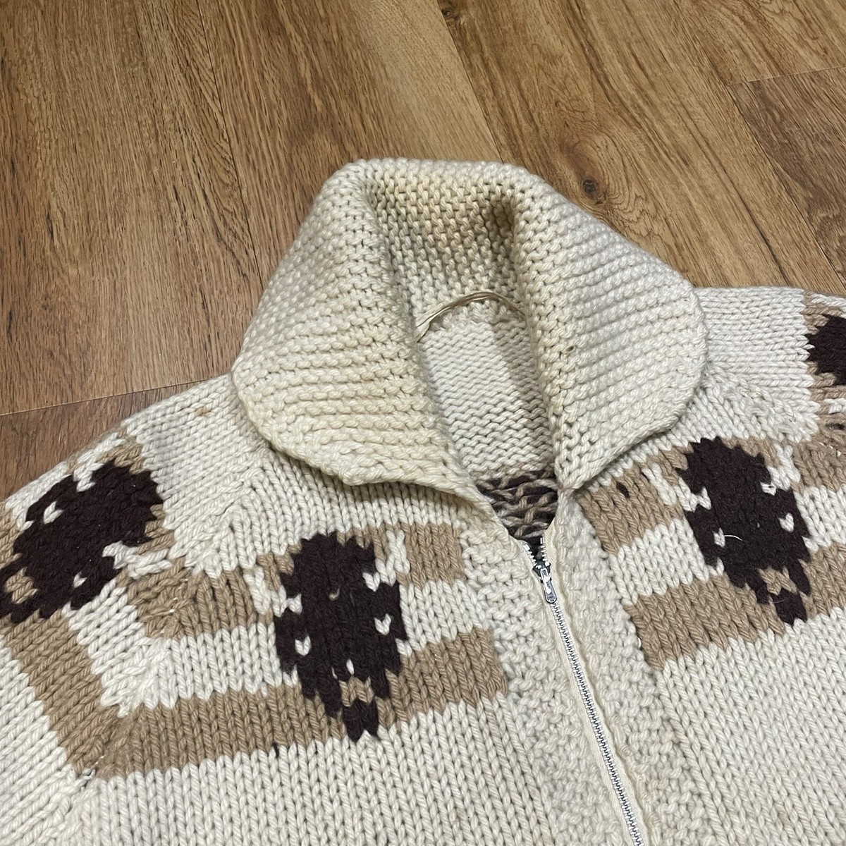 Vintage 1950s Cowichan Chunky Hand Knitted Zip Cardigan Vintage 1950s Cowichan Chunky Hand Knitted Zip Cardigan